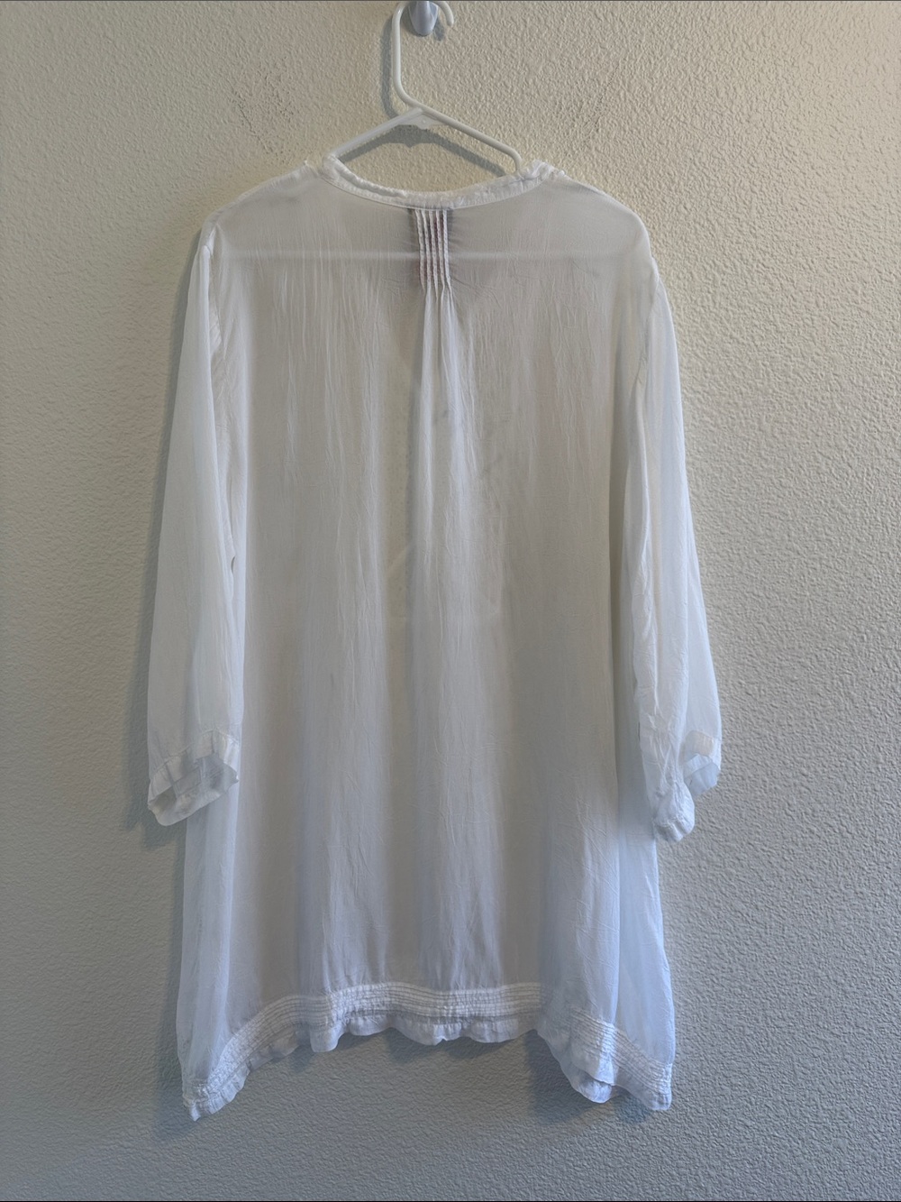 Johnny Was Womens White Lace Embroidered Eyelet Long Sleeve Tunic Top Size XXL - Picture 2 of 4